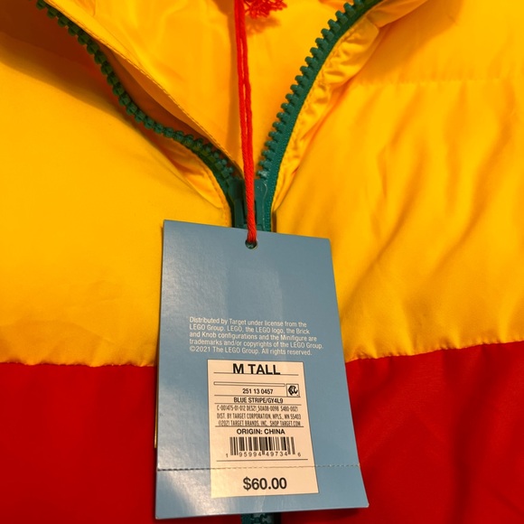 Lego X Target Retro Color Block Mens Tall Medium Puffer Ski Coat Jacket Vest NWT - Picture 2 of 11